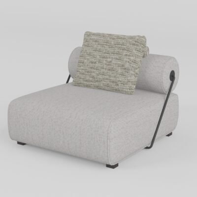 Linen modular sofa with detachable backrest single armless unit 105x111x67cm studio render silver mist linen