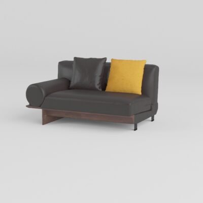 goose down cowhide sofa exposed ash wood frame single armrest view 2 graphite leather