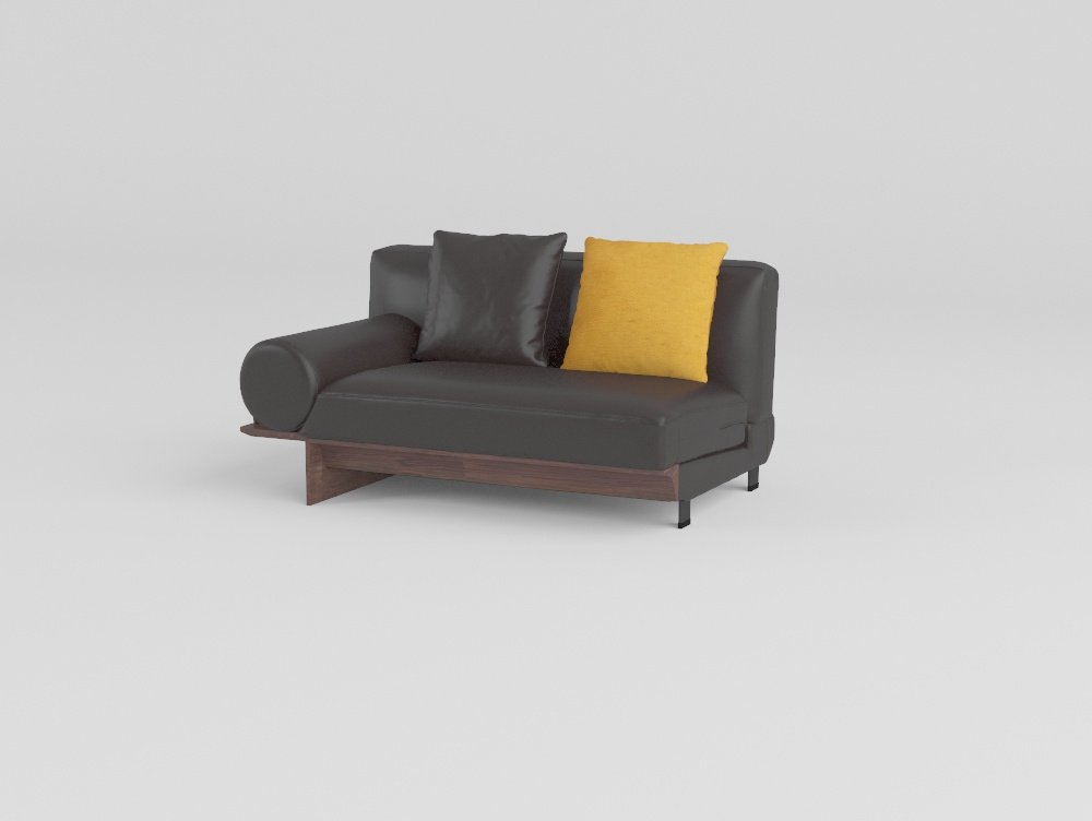 goose down cowhide sofa exposed ash wood frame single armrest view 2 graphite leather
