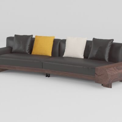 goose down cowhide sofa exposed ash wood frame single armrest corner configuration armrest