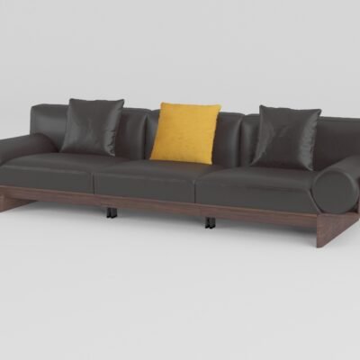 goose down cowhide sofa exposed ash wood frame 4-seater dual armrest full configuration