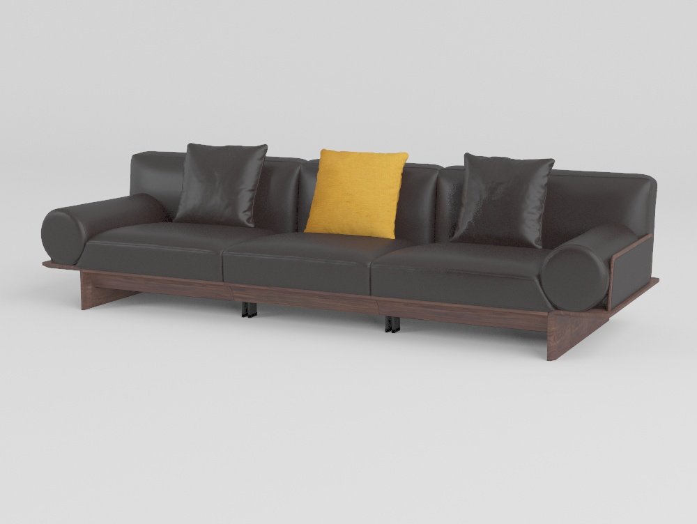 goose down cowhide sofa exposed ash wood frame 4-seater dual armrest full configuration