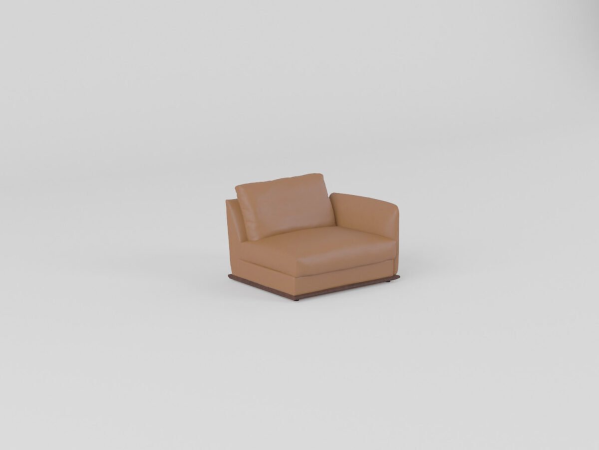 leather sectional sofa single armrest configuration camel cowhide 2200mm ash wood