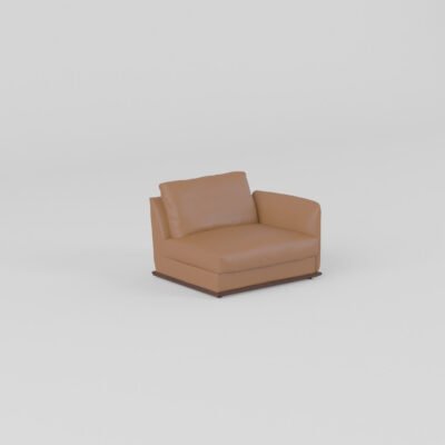 leather sectional sofa single armrest configuration camel cowhide 2200mm ash wood