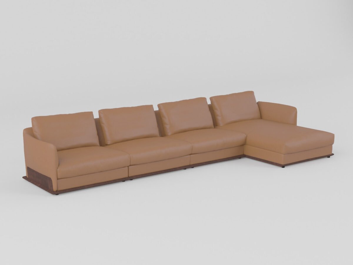 leather sectional sofa single armrest armless chaise full modular set camel cowhide