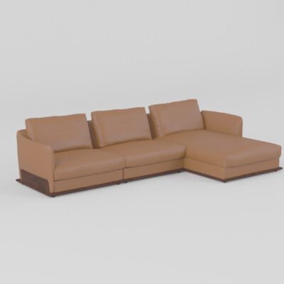 leather sectional sofa single armrest armless 1-seater chaise three-piece camel cowhide
