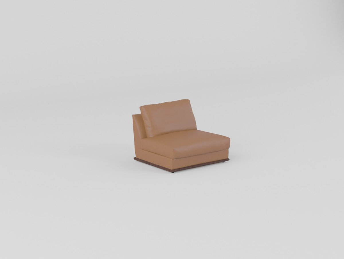 leather sectional sofa armless 1-seater modular unit 900mm camel cowhide ash wood