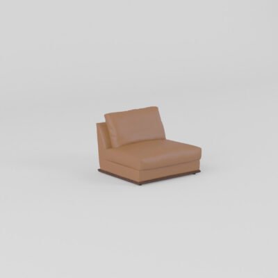 leather sectional sofa armless 1-seater modular unit 900mm camel cowhide ash wood