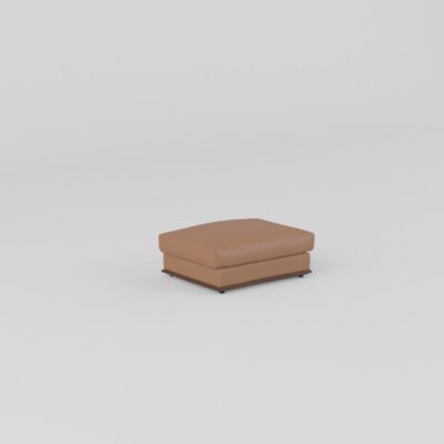 leather sectional sofa ottoman footrest camel cowhide dark walnut ash wood base