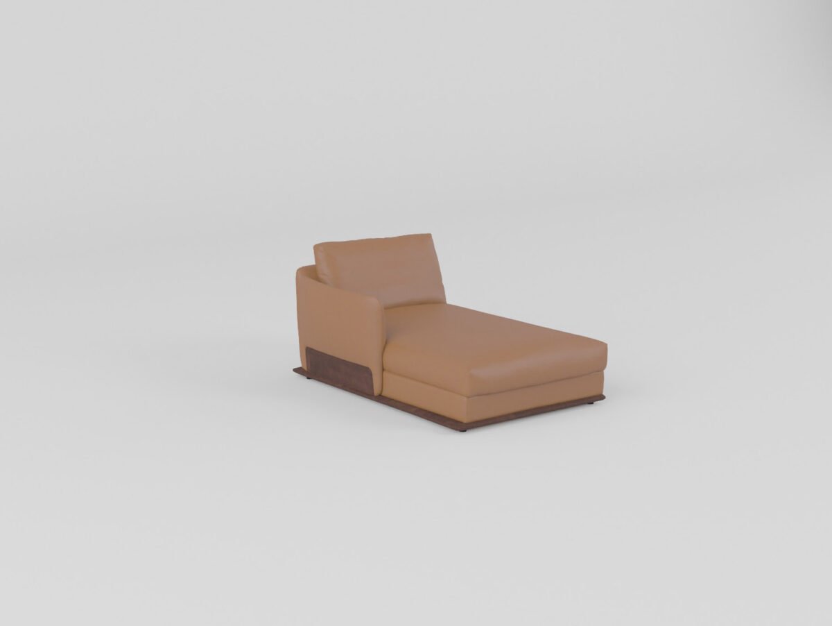 leather sectional sofa chaise unit 1650mm camel cowhide ash wood platform base contract