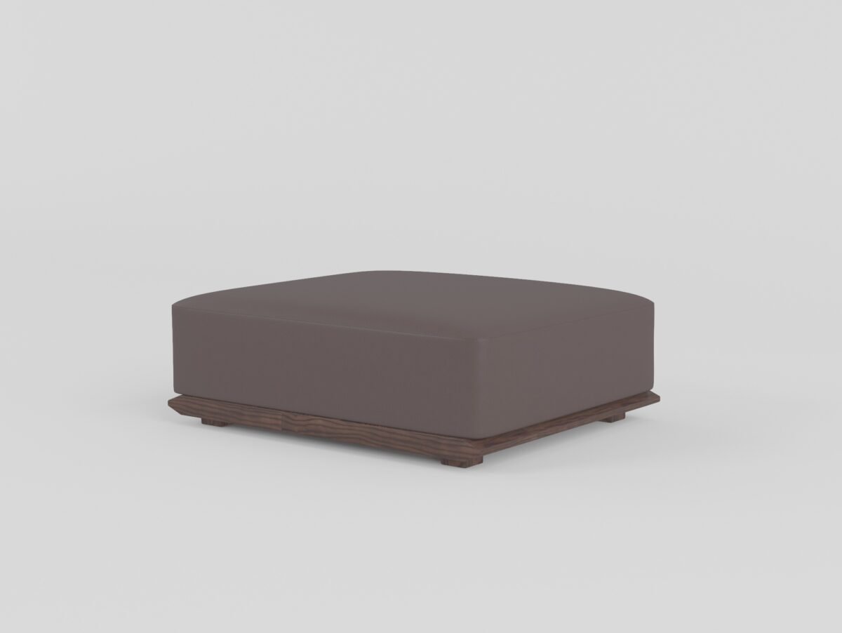 Modular leather sofa with ash wood frame 3 ottoman module