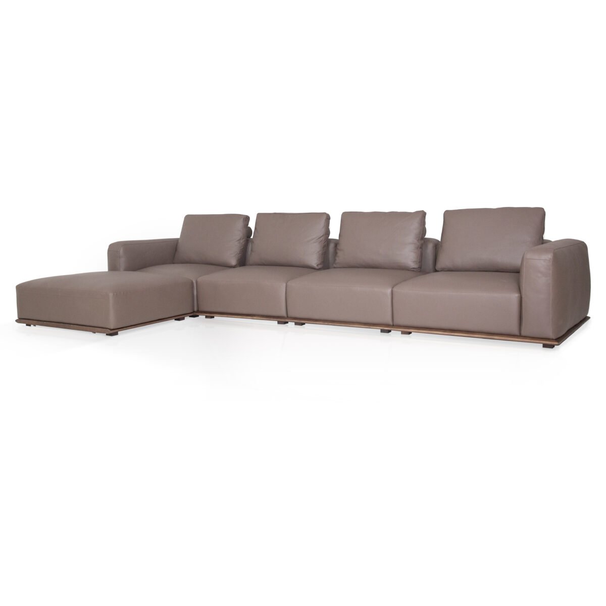 Modular leather sofa with ash wood frame variant A alternate view