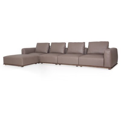 Modular leather sofa with ash wood frame variant A alternate view