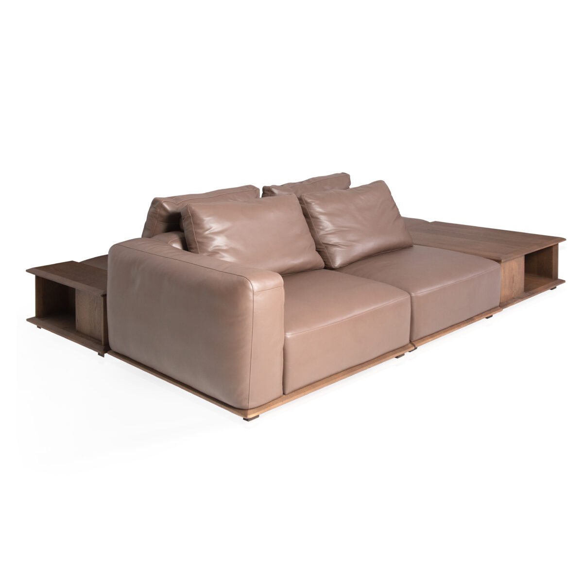 Modular leather sofa with ash wood frame full sectional
