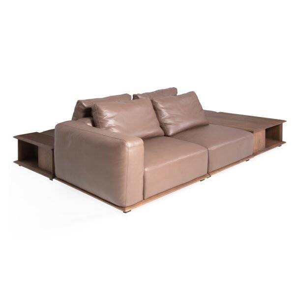 Modular leather sofa with ash wood frame full sectional