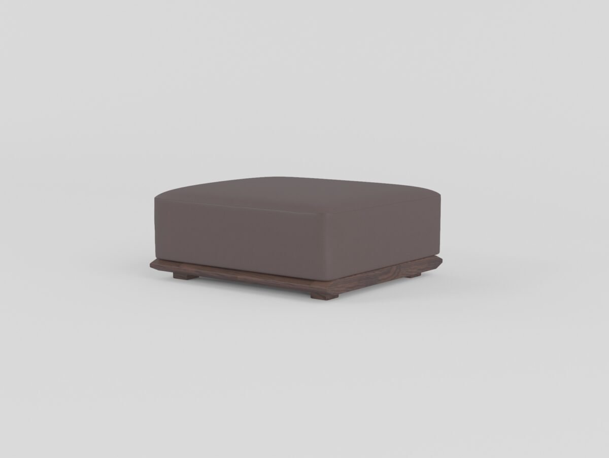 Modular leather sofa with ash wood frame center ottoman