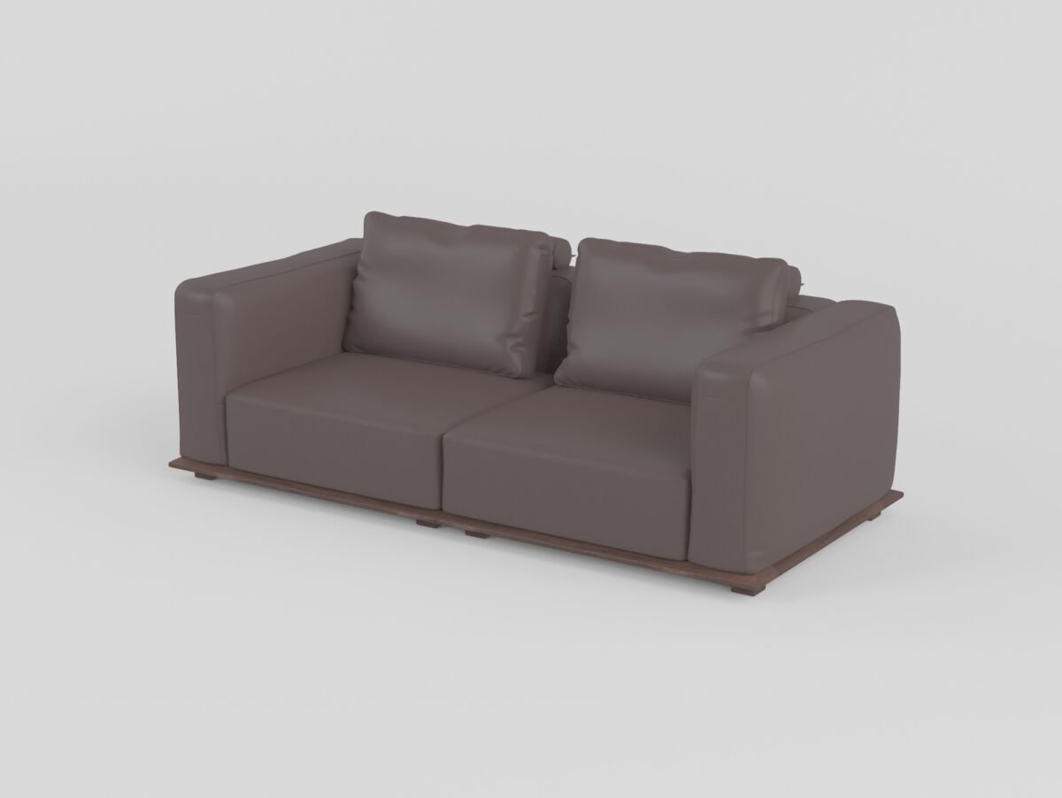 Modular leather sofa with ash wood frame alternate two-seat configuration
