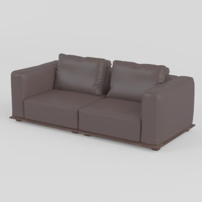 Modular leather sofa with ash wood frame alternate two-seat configuration