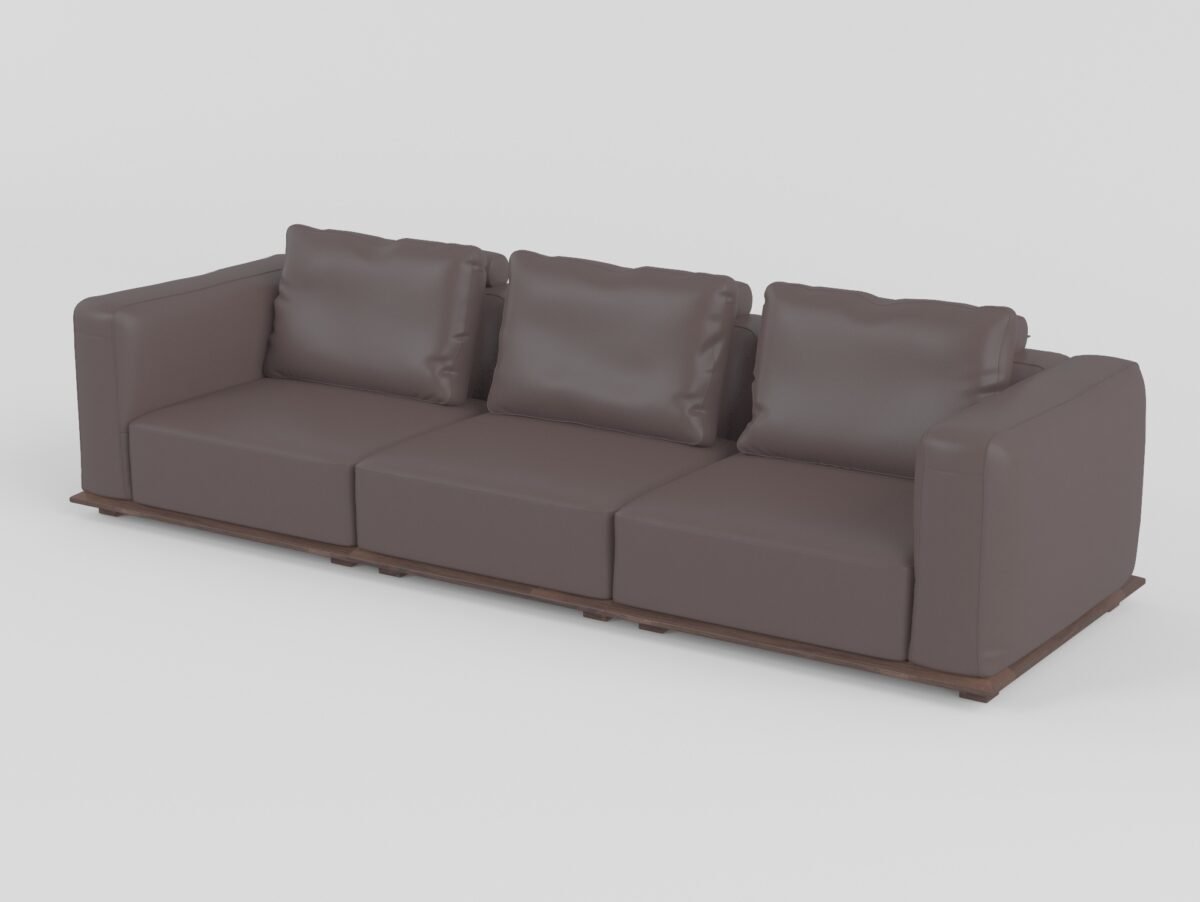Modular leather sofa with ash wood frame two-seat configuration