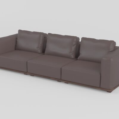 Modular leather sofa with ash wood frame two-seat configuration