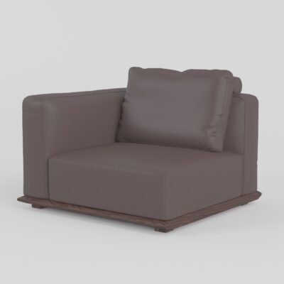 Modular leather sofa with ash wood frame right one-seater module