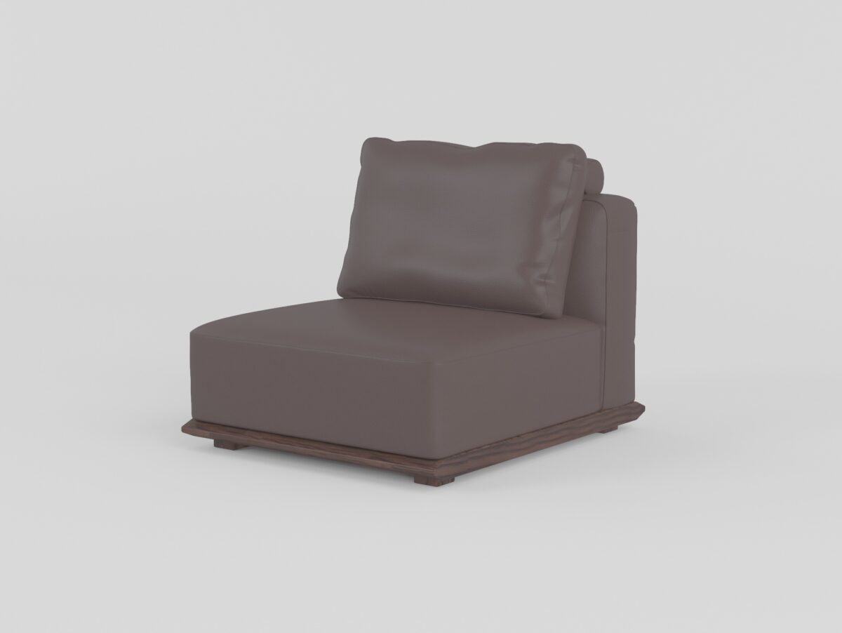 Modular leather sofa with ash wood frame armless one-seater
