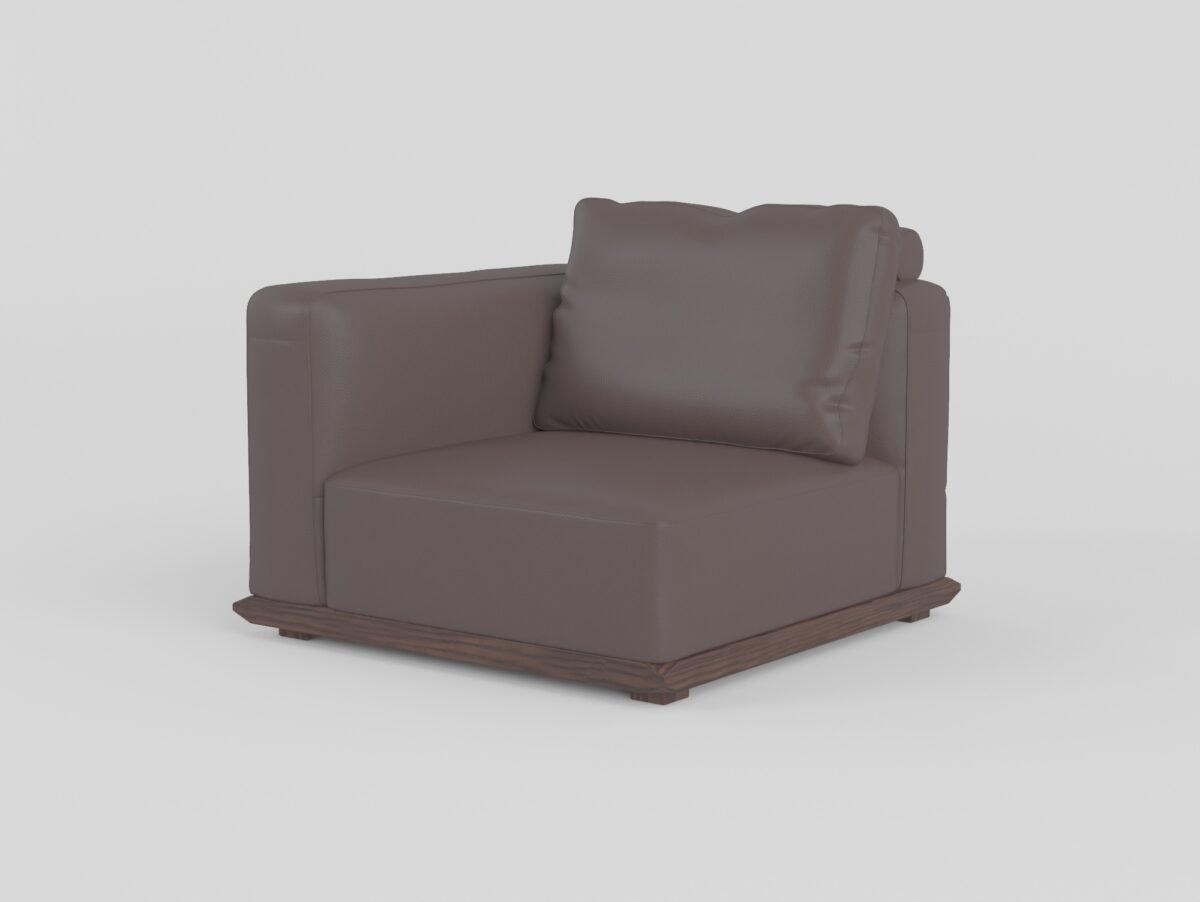 Modular leather sofa with ash wood frame corner module