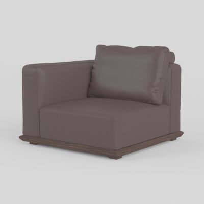 Modular leather sofa with ash wood frame corner module