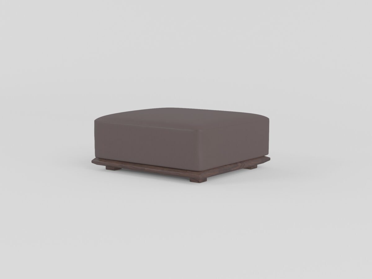 Modular leather sofa with ash wood frame side ottoman module