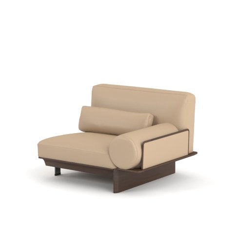 Cowhide sofa on ash wood platform base single-arm unit champagne sand cowhide ebony ash wood plinth