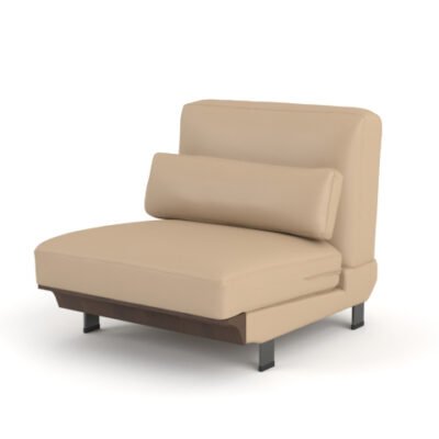 Cowhide sofa on ash wood platform base armless single seat unit 77x100x82cm champagne sand cowhide ebony plinth