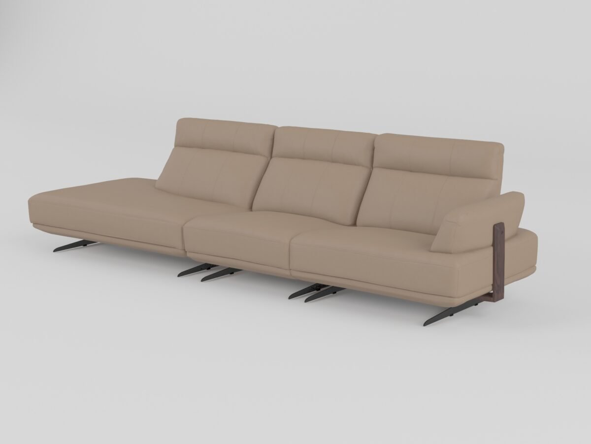 leather sofa with ottoman left armrest armless corner three-unit set warm taupe cowhide