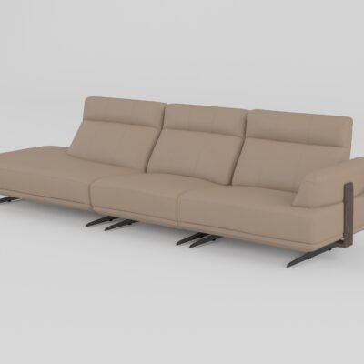 leather sofa with ottoman left armrest armless corner three-unit set warm taupe cowhide