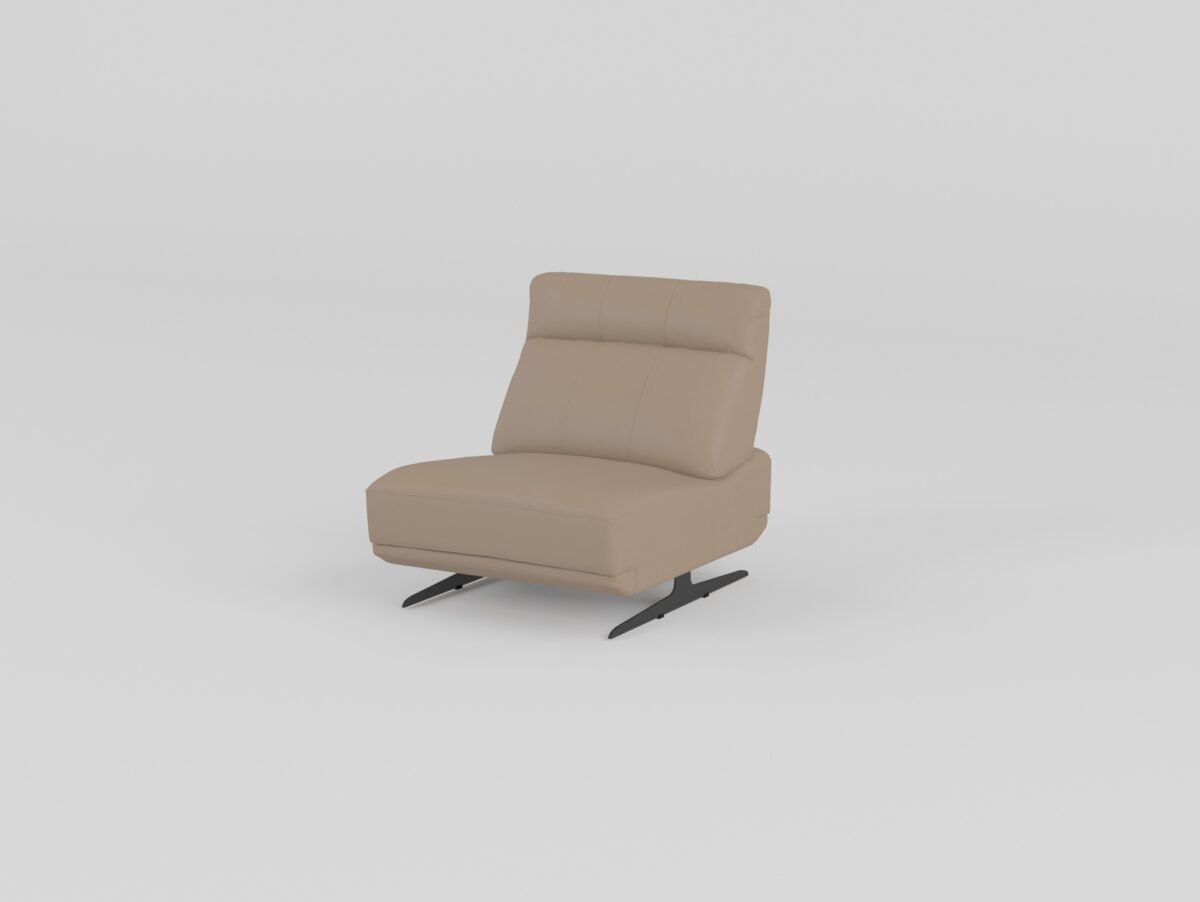 leather sofa with ottoman armless single unit warm taupe cowhide black metal legs