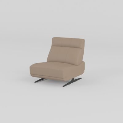 leather sofa with ottoman armless single unit warm taupe cowhide black metal legs