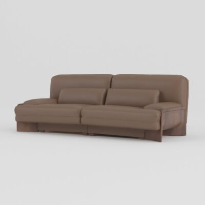 leather sofa set 3-seater dual armrest mocha cowhide 2280mm ash wood frame contract