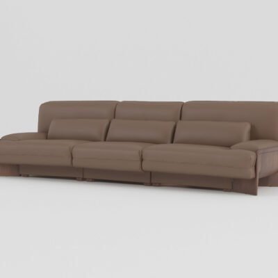 leather sofa set 4-seater dual armrest mocha cowhide 3050mm ash wood frame full span