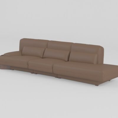 leather sofa set right armrest armless corner three-unit mocha cowhide ash wood