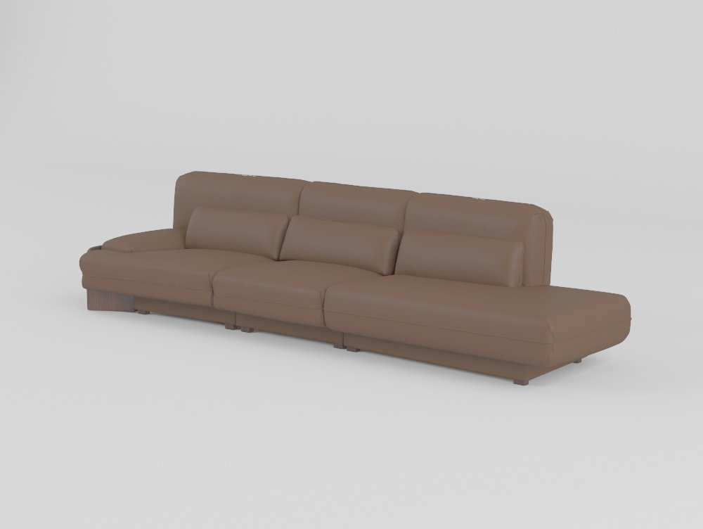 leather sofa set right armrest armless corner three-unit mocha cowhide ash wood
