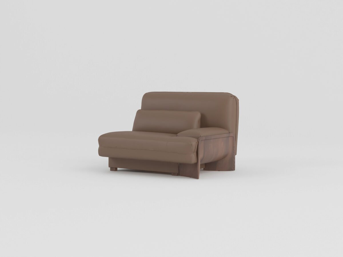 leather sofa set left armrest single unit mocha cowhide ash wood nailed frame detail