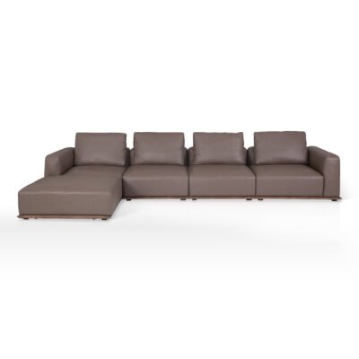 Modular leather sofa with ash wood frame variant A configuration