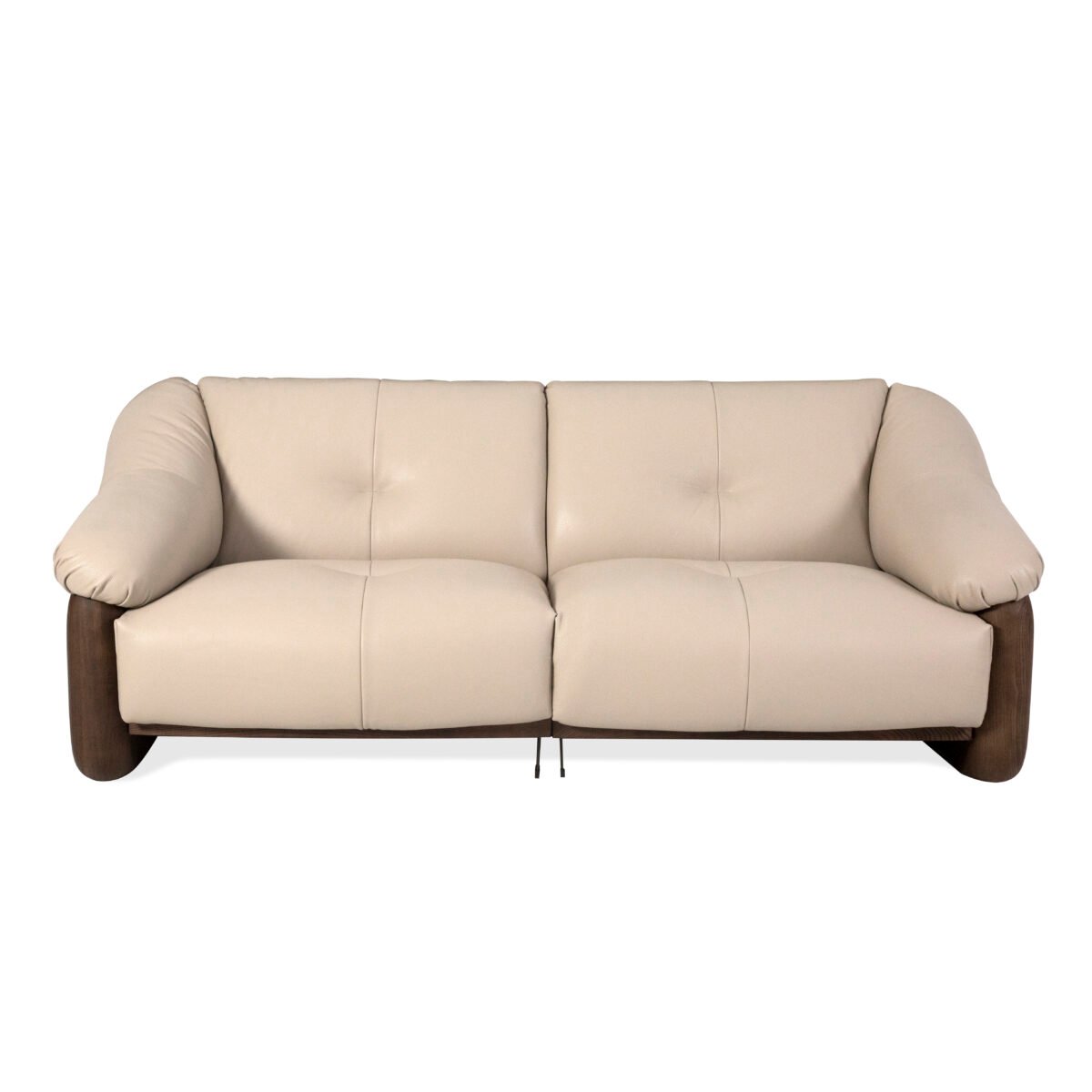 top grain leather sofa ash wood frame smoked finish base detail contract specification