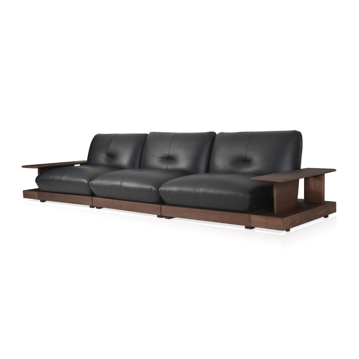 Armless modular sofa with coffee table real product photo luxury lounge setting lifestyle view 1