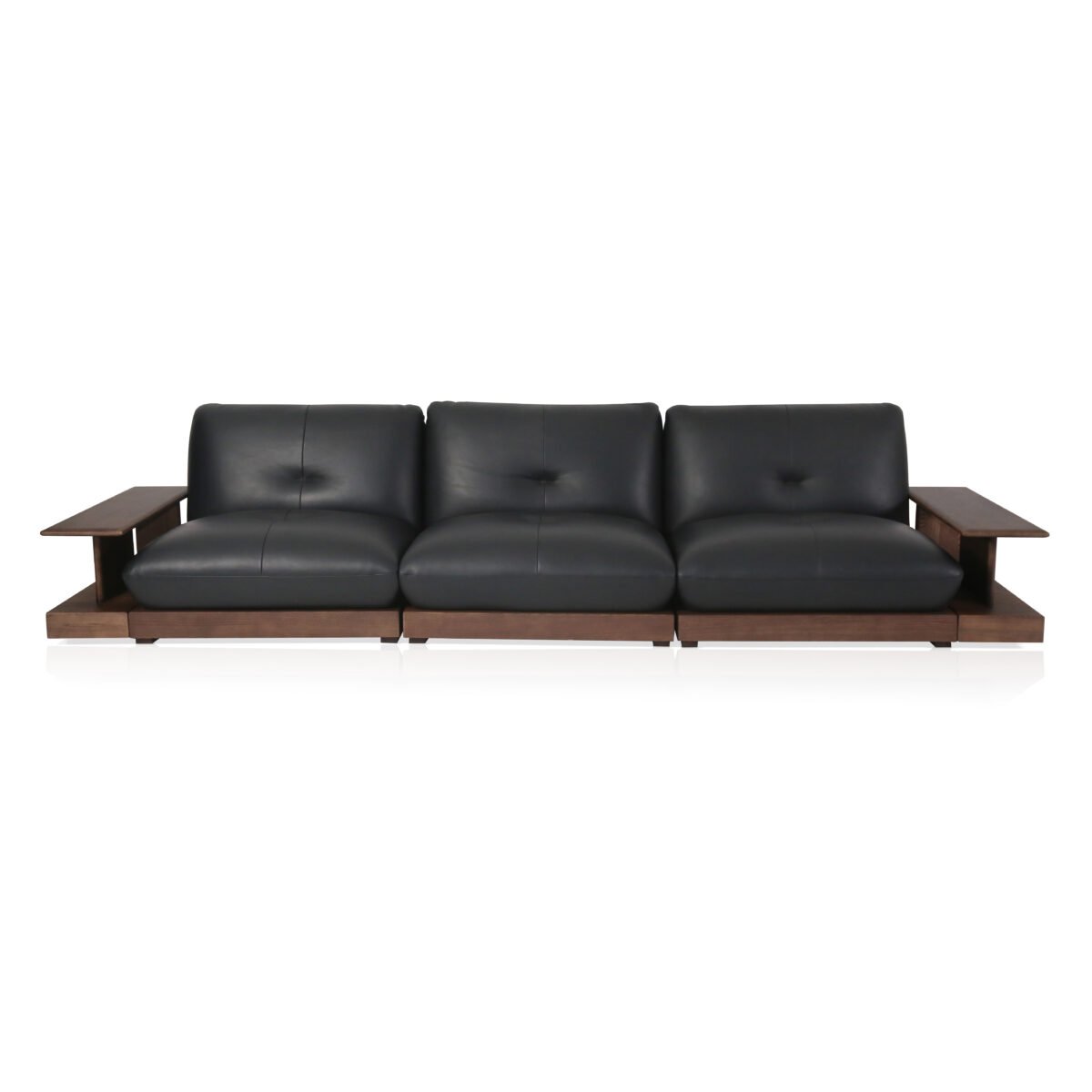 Armless modular sofa with coffee table real product photo premium residential setting lifestyle view 2