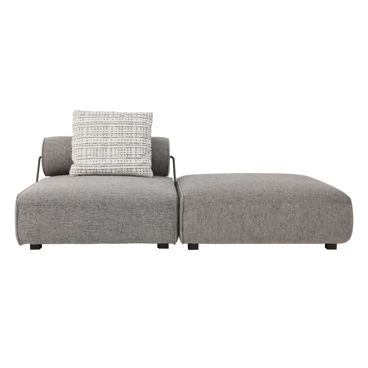 Linen modular sofa with detachable backrest real product photo lifestyle view 2 goose down cushioning ash wood
