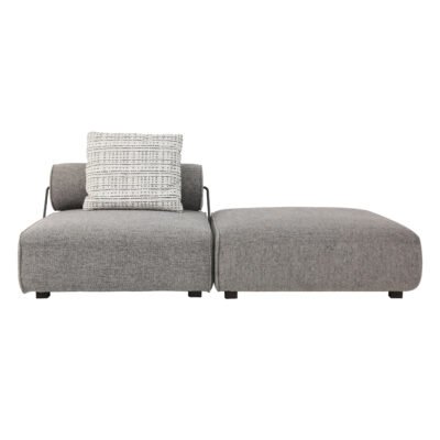 Linen modular sofa with detachable backrest real product photo lifestyle view 2 goose down cushioning ash wood
