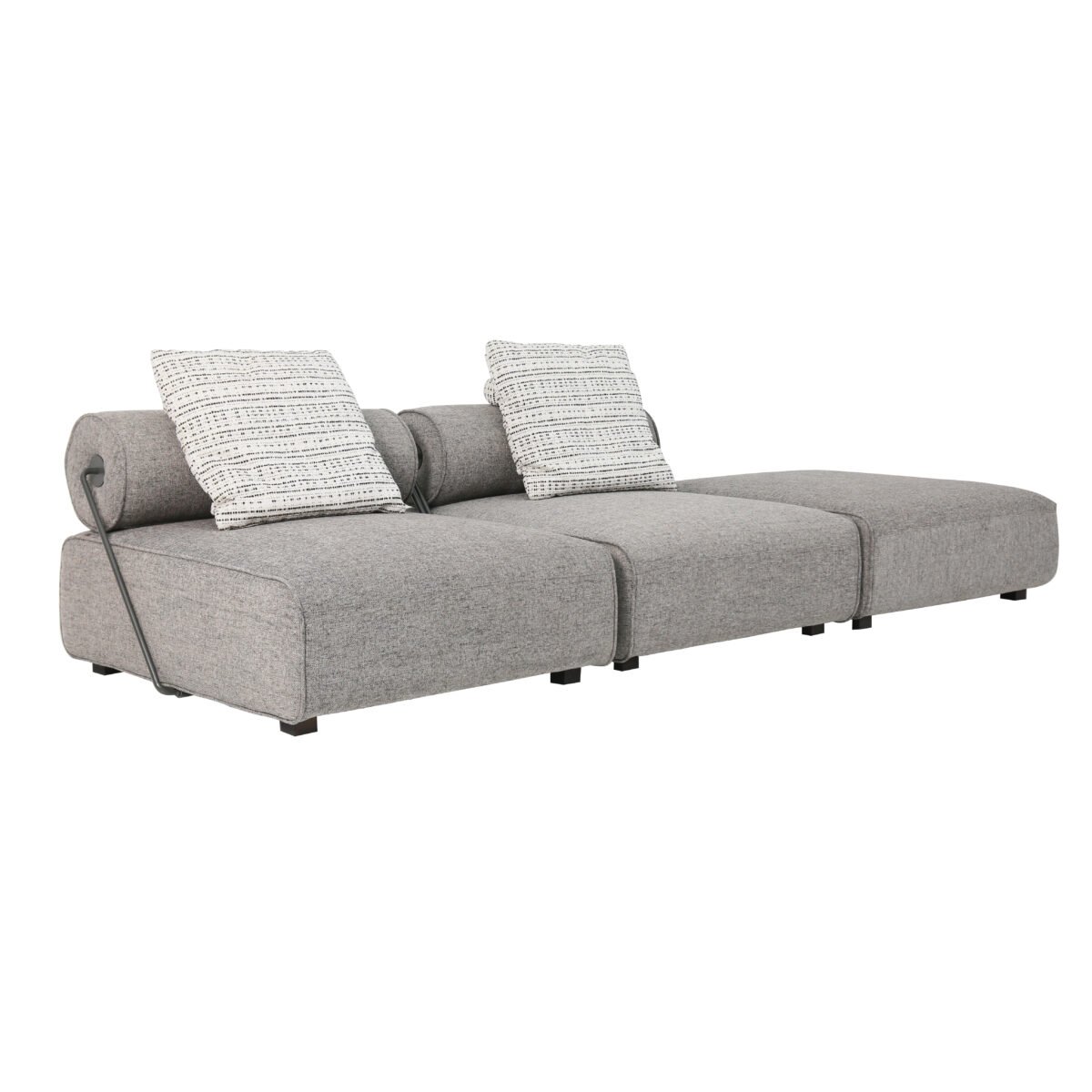 Linen modular sofa with detachable backrest real product photo lifestyle view 1 silver mist cotton linen