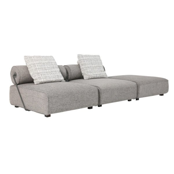 Linen modular sofa with detachable backrest real product photo lifestyle view 1 silver mist cotton linen