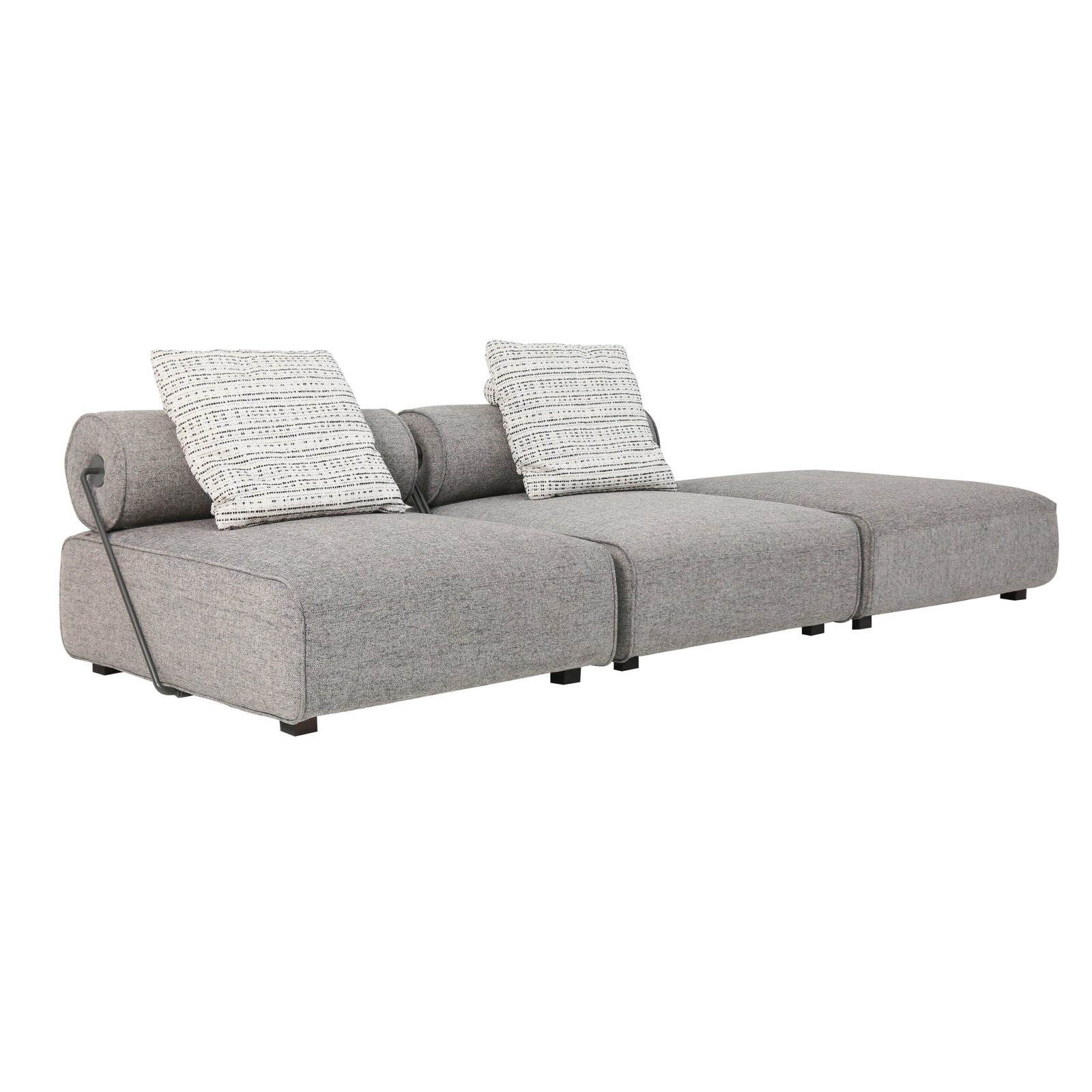 Linen modular sofa with detachable backrest real product photo lifestyle view 1 silver mist cotton linen