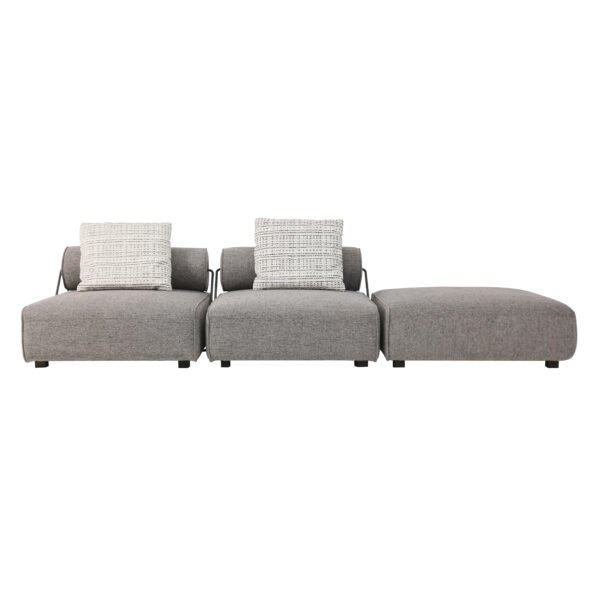 Linen modular sofa with detachable backrest three-unit front elevation white background 105x111x67cm silver mist